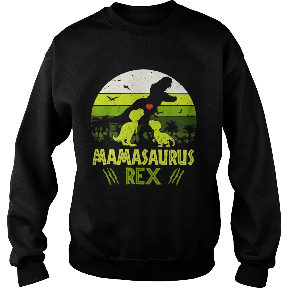 Vintage Retro 2 Kids Mamasaurus Dinosaur Lover Sweatshirt