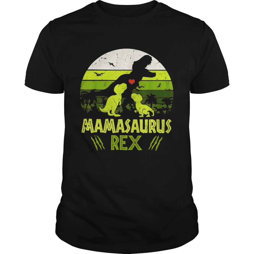 Vintage Retro 2 Kids Mamasaurus Dinosaur Lover shirt