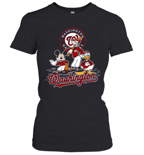 Washington Nationals Mickey Donald And Goofy Baseball T-Shirt Classic Women's T-shirt