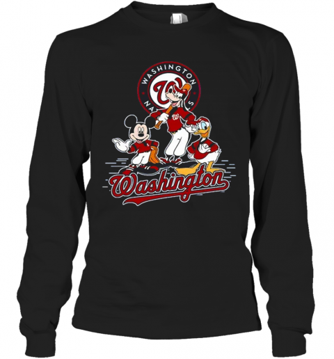 Washington Nationals Mickey Donald And Goofy Baseball T-Shirt Long Sleeved T-shirt 