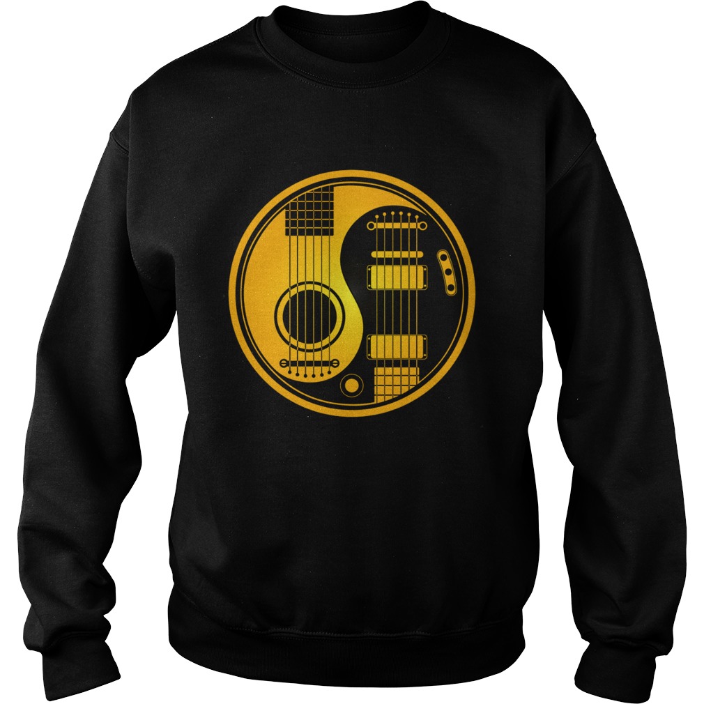 Yellow and Black Acoustic Electric Guitars Yin Yang Baseball Sweatshirt