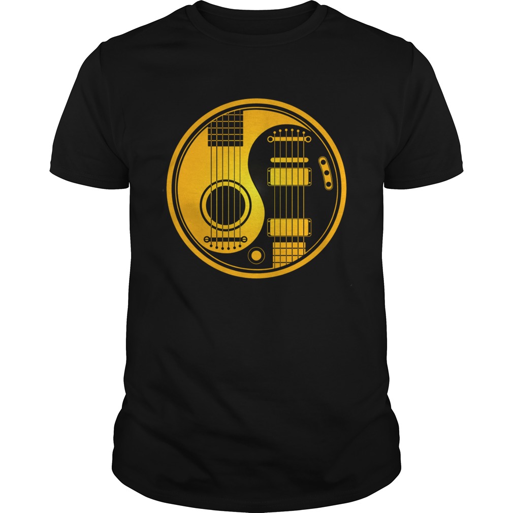 Yellow and Black Acoustic Electric Guitars Yin Yang Baseball shirt