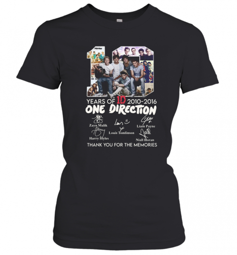 10 Years Of 1D 2010 2016 One Direction Thank You For The Memories Signatures T-Shirt Classic Women's T-shirt