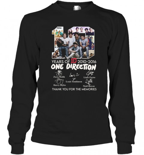 10 Years Of 1D 2010 2016 One Direction Thank You For The Memories Signatures T-Shirt Long Sleeved T-shirt 