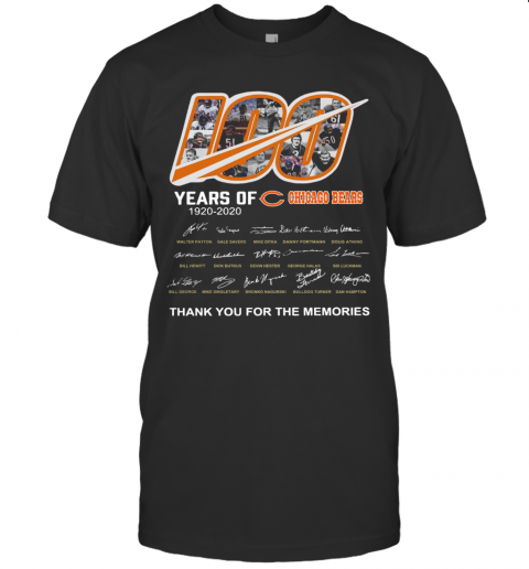 100 Years Of Chicago Bears Thank You For The Memories Signatures T-Shirt