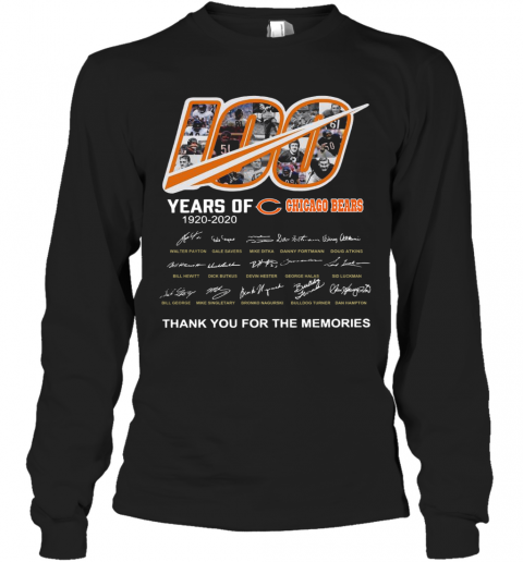 100 Years Of Chicago Bears Thank You For The Memories Signatures T-Shirt Long Sleeved T-shirt 