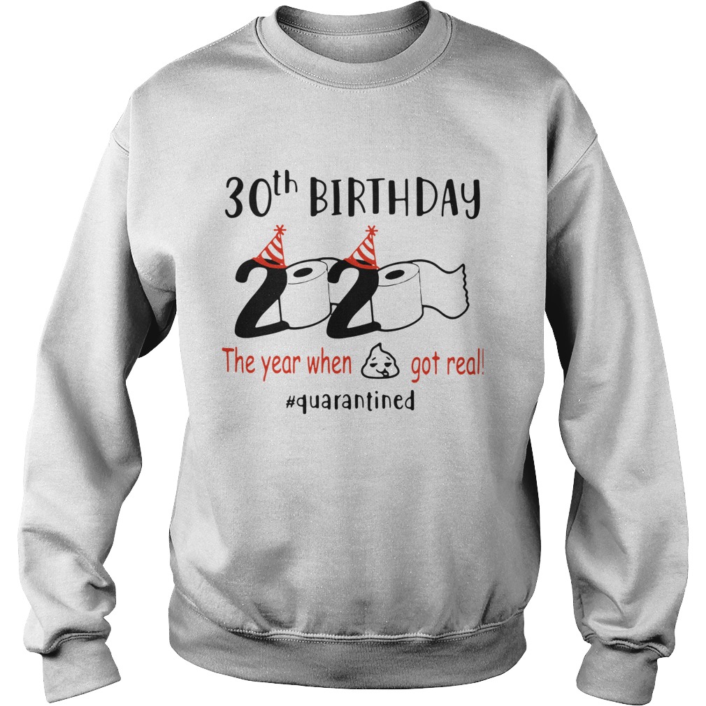 30th Birthday 2020 The Year When Got Real Quarantined Sweatshirt