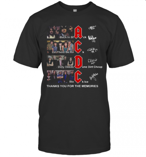 Ac Dc Back In Black Let There Be Rock Signature Thank You For The Memories T-Shirt