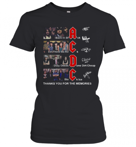 AC DC Back In Black Let There Be Rock Signature Thank You For The Memories T-Shirt Classic Women's T-shirt
