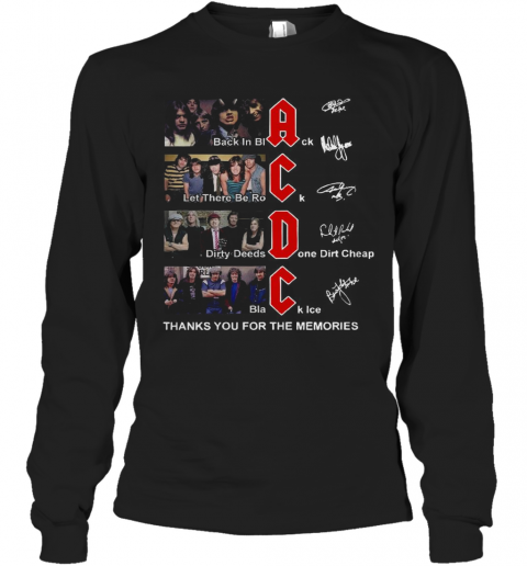 AC DC Back In Black Let There Be Rock Signature Thank You For The Memories T-Shirt Long Sleeved T-shirt 