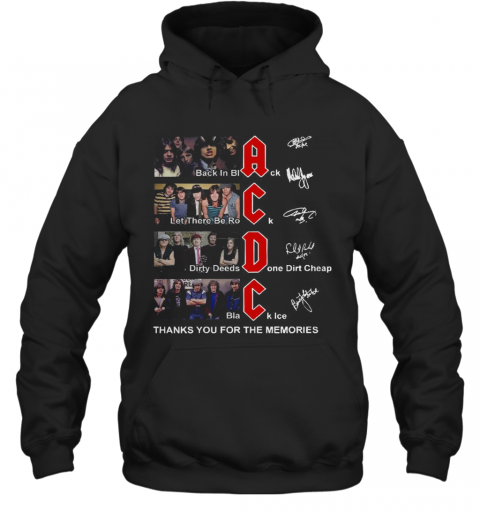 AC DC Back In Black Let There Be Rock Signature Thank You For The Memories T-Shirt Unisex Hoodie