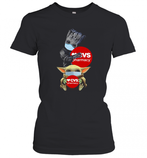 Baby Groot And Baby Yoda Face Mask Hug CVS Pharmacy T-Shirt Classic Women's T-shirt