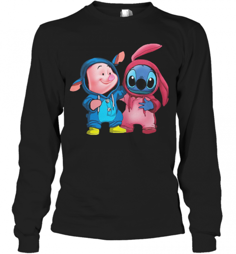 Baby Piglet And Stitch T-Shirt Long Sleeved T-shirt 
