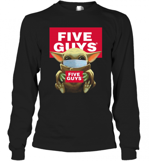 Baby Yoda Face Mask Hug Five Guys T-Shirt Long Sleeved T-shirt 