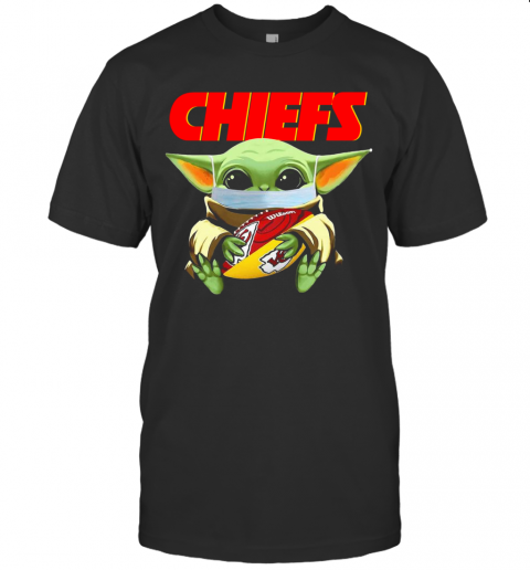 Baby Yoda Face Mask Hug Kansas City Chiefs T-Shirt