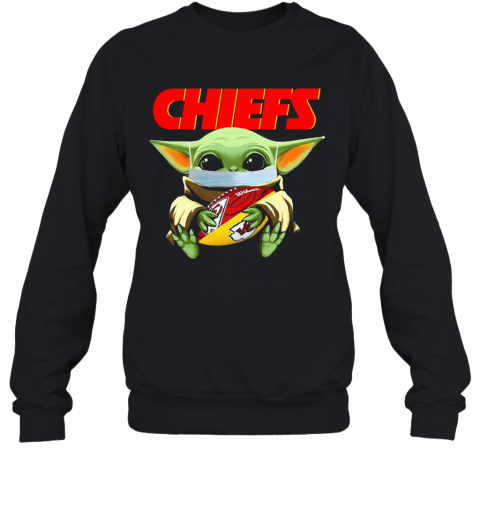 Baby Yoda Face Mask Hug Kansas City Chiefs T-Shirt Unisex Sweatshirt