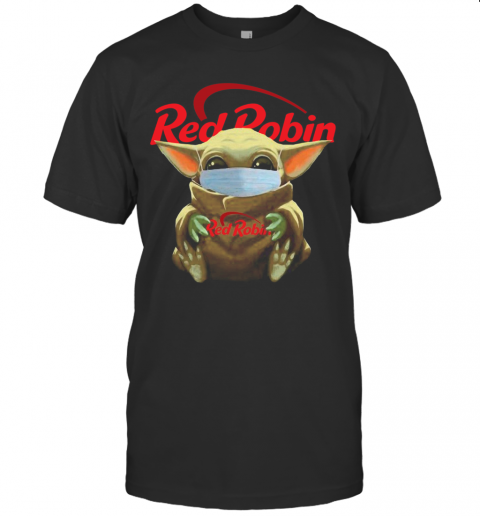 Baby Yoda Face Mask Hug Red Robin T-Shirt