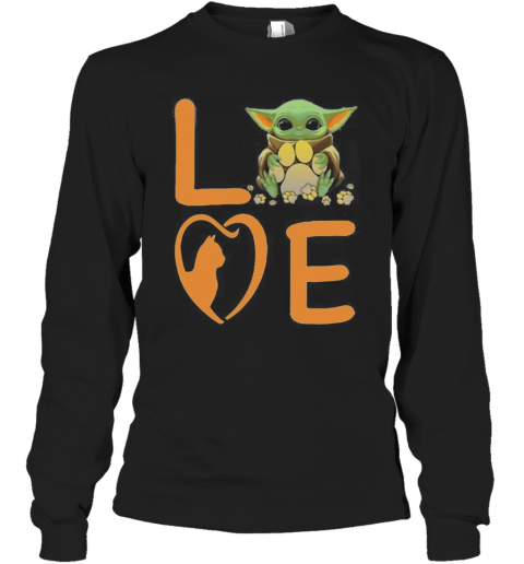 Baby Yoda Hug Paw Cat Love T-Shirt Long Sleeved T-shirt 