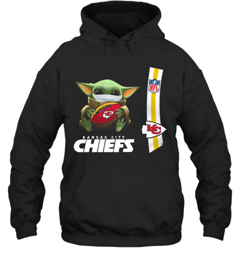 Baby Yoda Mask Hug Kansas City Chiefs Ball NFL T-Shirt Unisex Hoodie