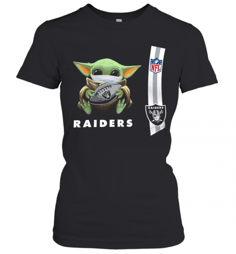 Baby Yoda Mask Hug Oakland Raiders Ball NFL T-Shirt Classic Women's T-shirt