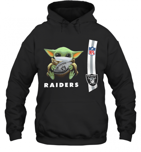 Baby Yoda Mask Hug Oakland Raiders Ball NFL T-Shirt Unisex Hoodie