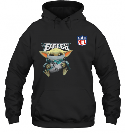Baby Yoda Mask Hug Philadelphia Eagles Ball NFL T-Shirt Unisex Hoodie