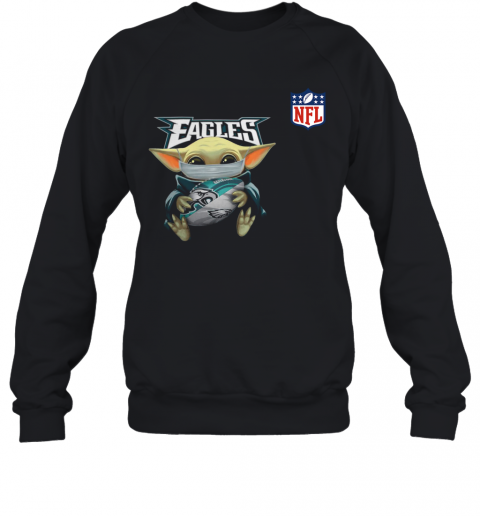Baby Yoda Mask Hug Philadelphia Eagles Ball NFL T-Shirt Unisex Sweatshirt