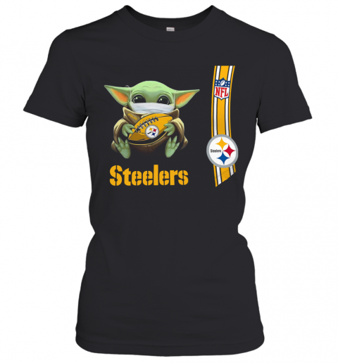 Baby Yoda Mask Hug Pittsburgh Steelers Ball NFL T-Shirt Classic Women's T-shirt