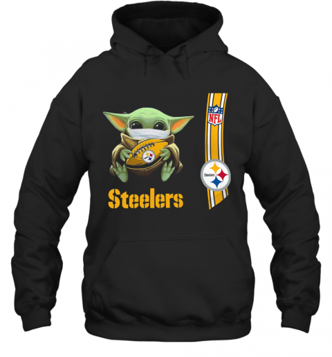 Baby Yoda Mask Hug Pittsburgh Steelers Ball NFL T-Shirt Unisex Hoodie