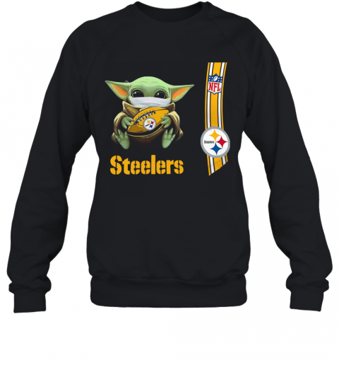 Baby Yoda Mask Hug Pittsburgh Steelers Ball NFL T-Shirt Unisex Sweatshirt