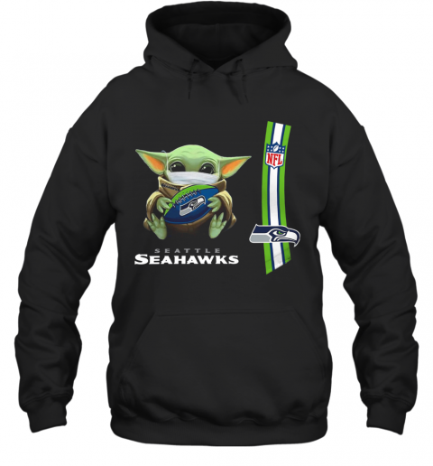 Baby Yoda Mask Hug Seattle Seahawks Ball NFL T-Shirt Unisex Hoodie