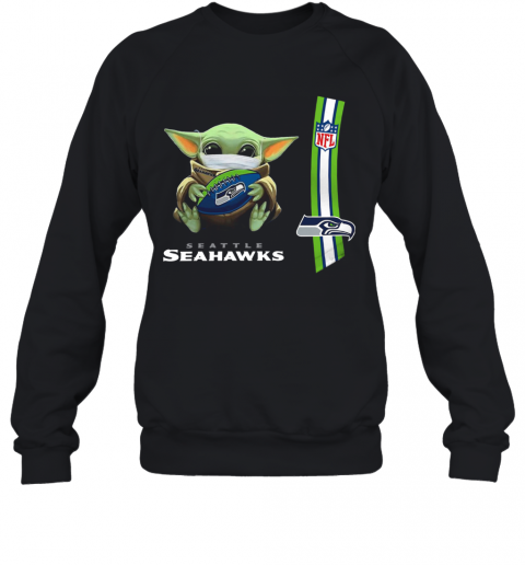 Baby Yoda Mask Hug Seattle Seahawks Ball NFL T-Shirt Unisex Sweatshirt