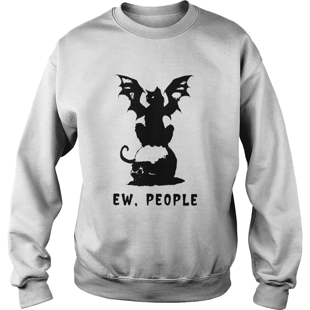 Black Cat Bats and Skull Ew People Sweatshirt