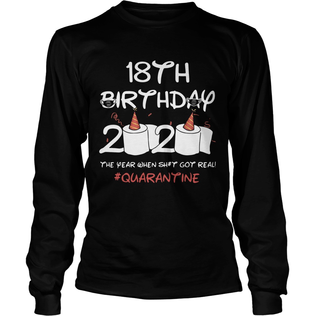 Born In 2002 Birthday Gift 18th Birthday 2020 The Year When Shit Got Real Quarantined Long Sleeve