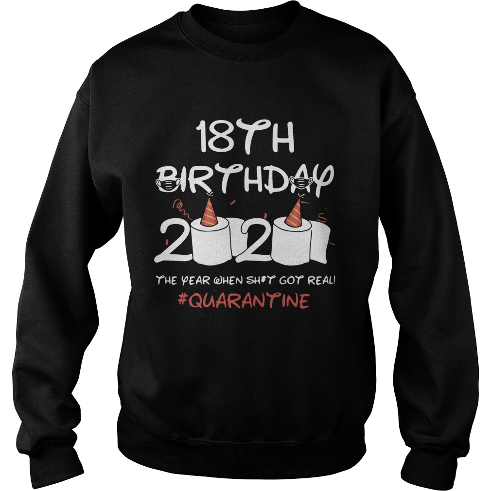 Born In 2002 Birthday Gift 18th Birthday 2020 The Year When Shit Got Real Quarantined Sweatshirt