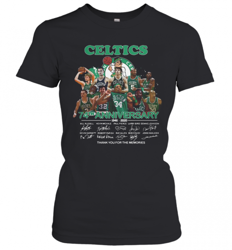 Boston Celtics Logo 74Th Anniversary 1946 2020 Signatures Thank You For The Memories T-Shirt Classic Women's T-shirt
