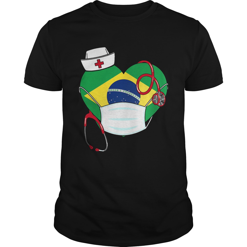 Brazil Heart Flag Nurse shirt