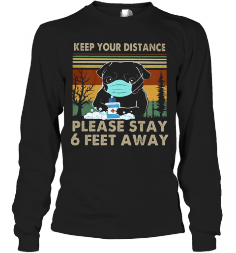 Bulldogs Keep Your Distance Please Stay 6 Feet Away Covid 19 Vintage T-Shirt Long Sleeved T-shirt 