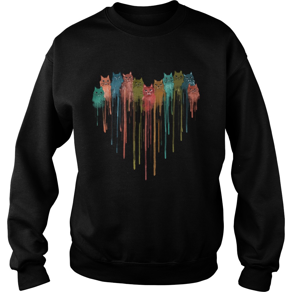 Cat Watercolor Heart Sweatshirt