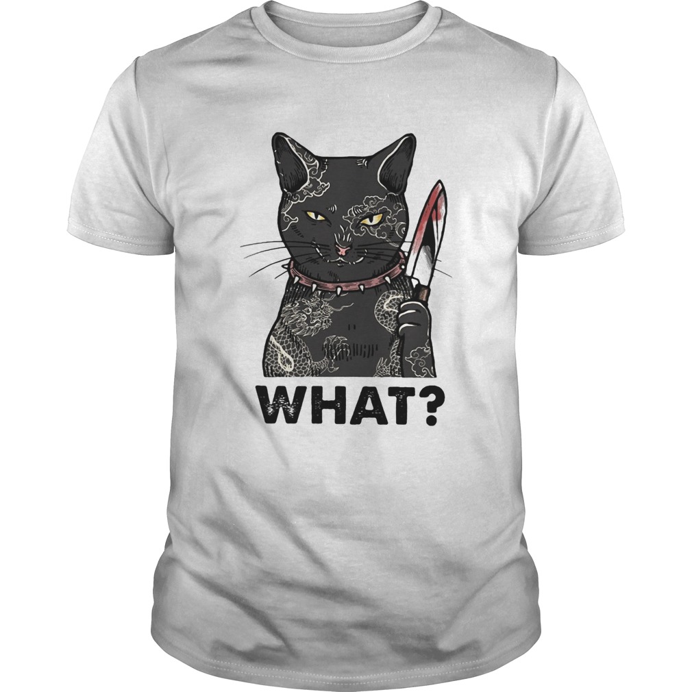 Cat black hold knife what shirt