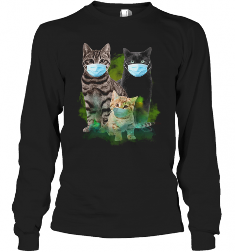 Cats Face Mask Coronavirus T-Shirt Long Sleeved T-shirt 