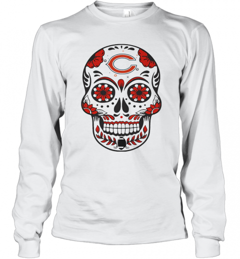 Chicago Bears Football Sugar Skull T-Shirt Long Sleeved T-shirt 