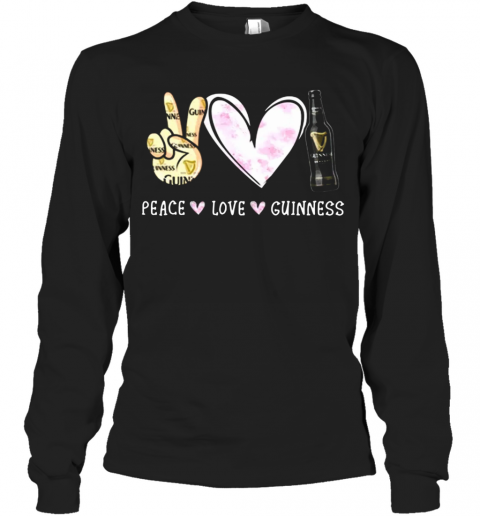 Cute Peace Love Guinness T-Shirt Long Sleeved T-shirt 