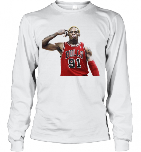 Dennis Rodman Bulls 91 T-Shirt Long Sleeved T-shirt 