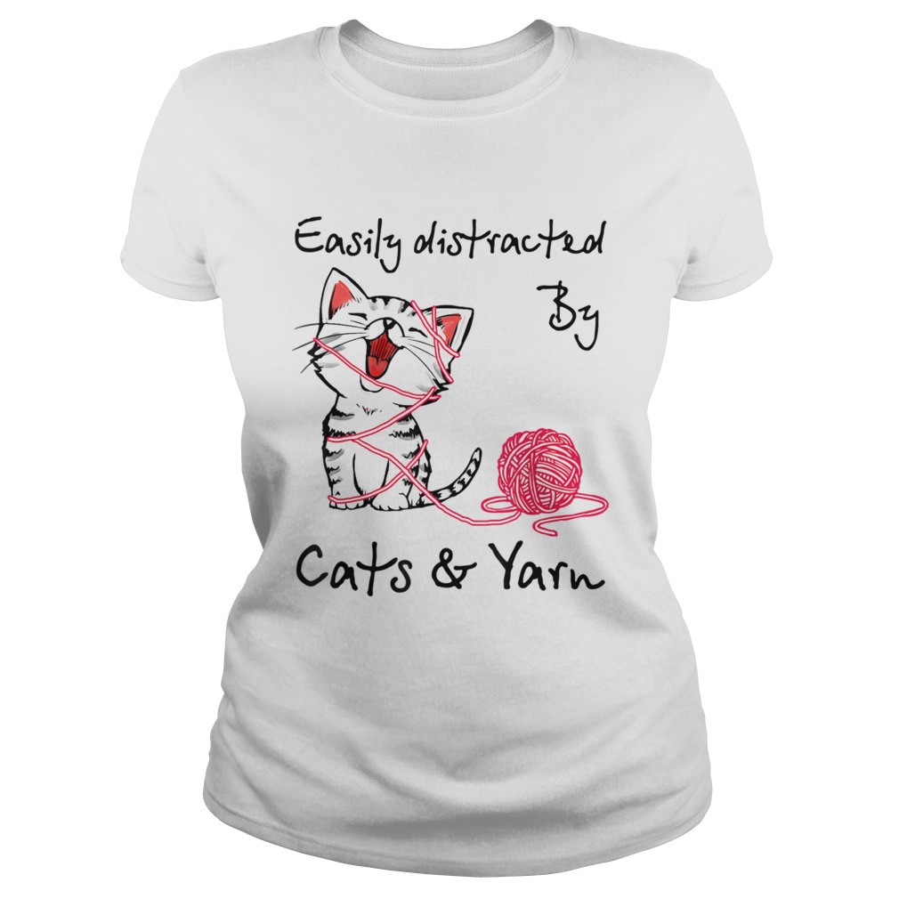 Easily Distracted By Cats And Yarn Crochet Cat Classic Ladies
