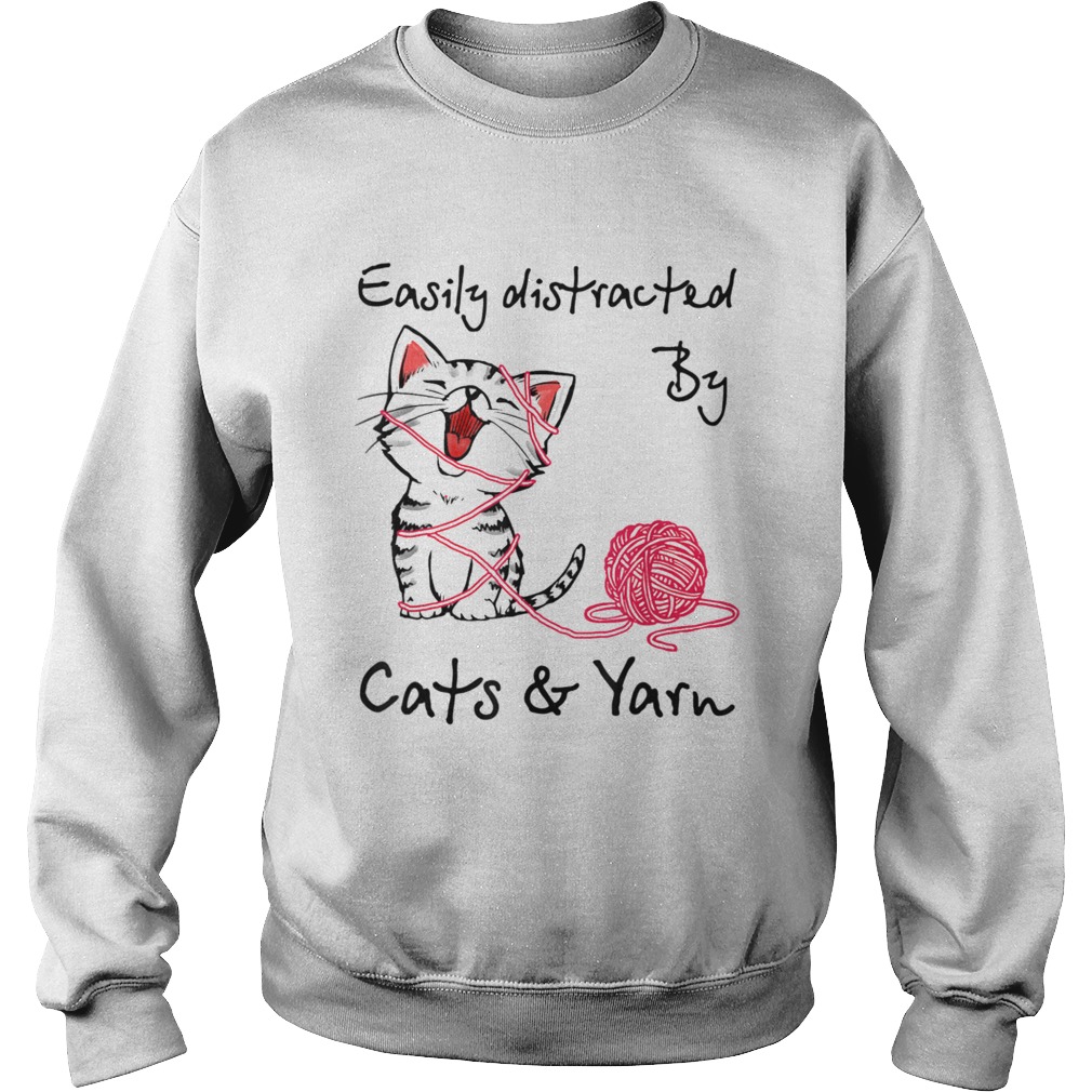 Easily Distracted By Cats And Yarn Crochet Cat Sweatshirt