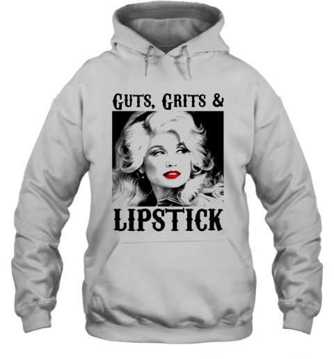 Guts Grits And Lipstick Dolly Parton Picture White Black T-Shirt Unisex Hoodie