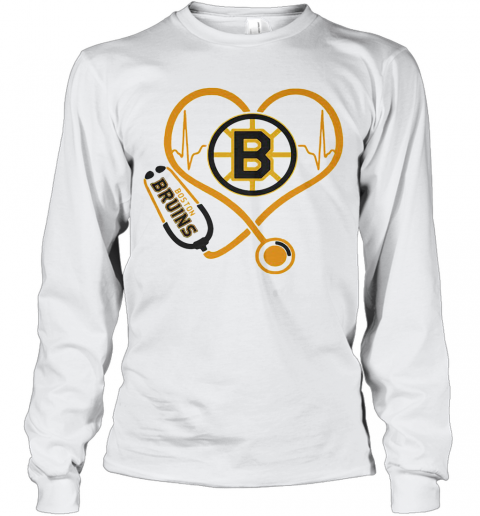 Heartbeat Nurse Love Boston Bruins T-Shirt Long Sleeved T-shirt 