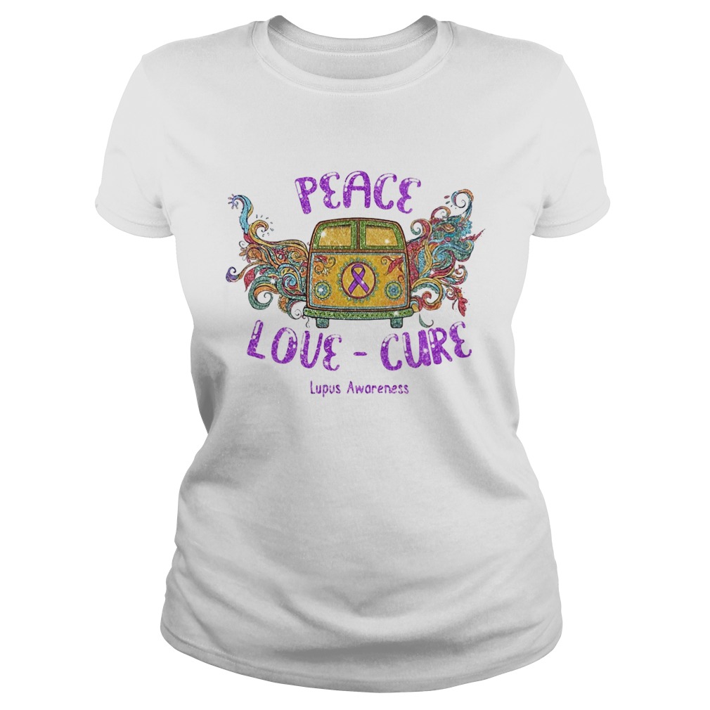 Hippie bus peace love cure lupus awareness Classic Ladies