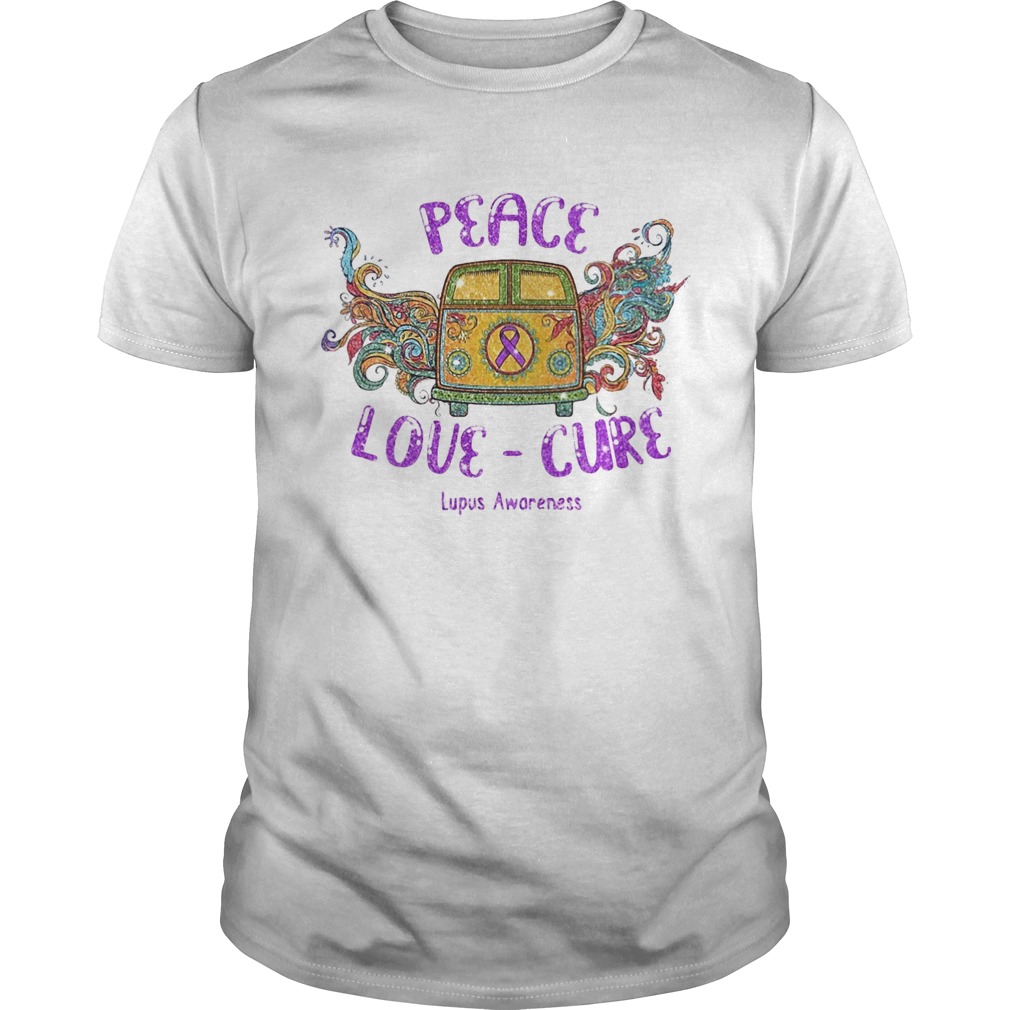 Hippie bus peace love cure lupus awareness shirt